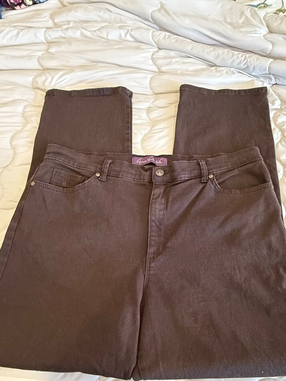 Dark Brown Denim Jeans Gloria Vanderbilt Amanda Size 18 - Picture 8 of 8